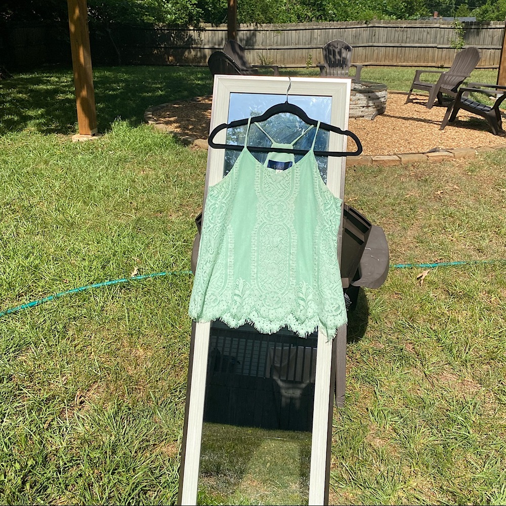 Sage green lace top